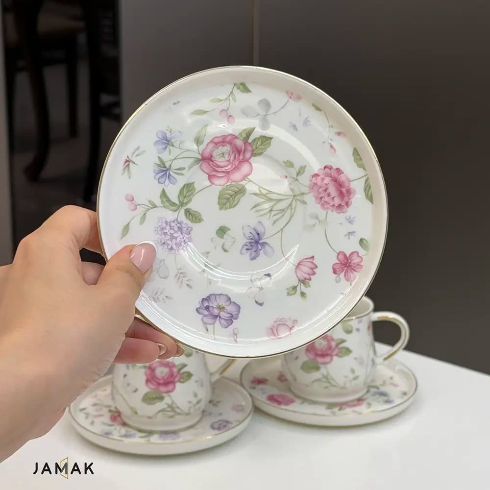 سرویس چایخوری طرح گل رز کد 1231 — تصویر ۳