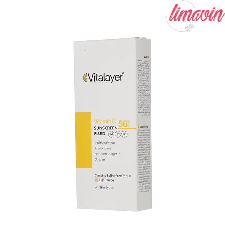 فلوئید ضدآفتاب رنگی ویتالیر 50 SPF، مدل Vitamin C مناسب انواع پوست رنگ متوسط حجم 50 میلی‌لیتر — تصویر ۴