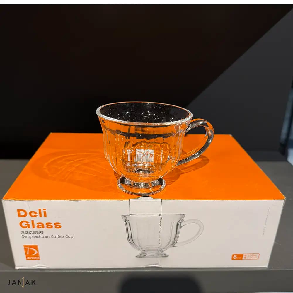 فنجان چای خوری پایه دار دلی بسته 6 عددی — تصویر ۵
