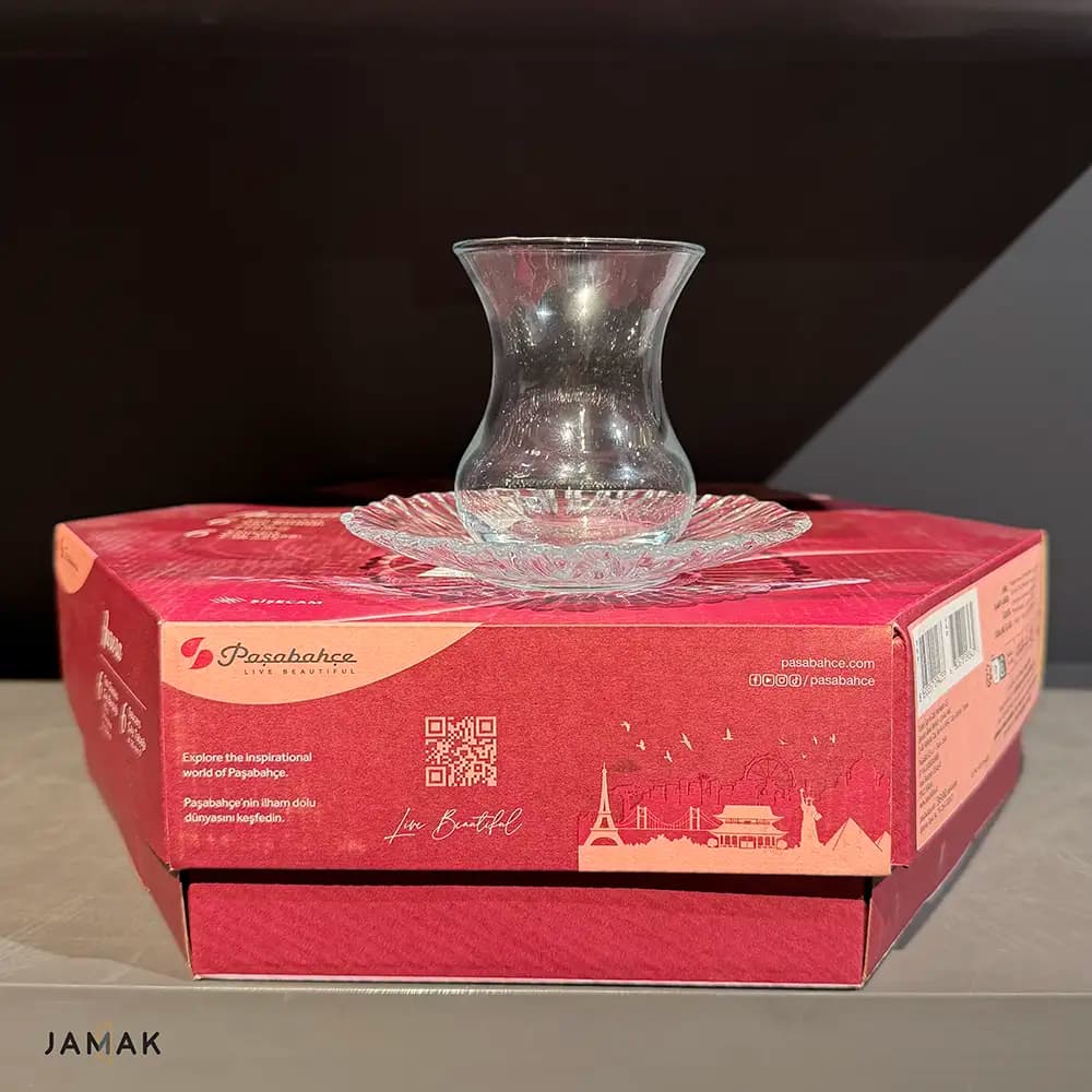 استکان و نعلبکی پاشاباغچه مدل آرورا کد 95961 بسته 6 عددی