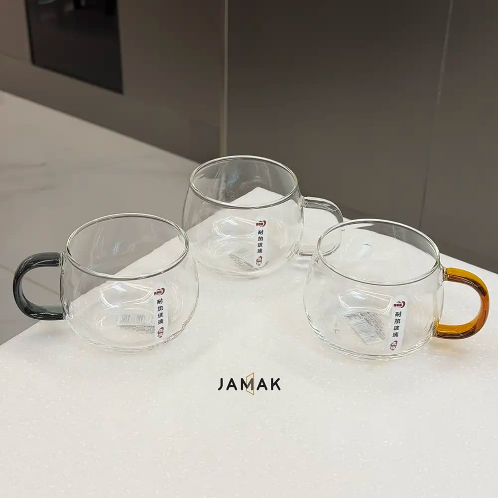 ماگ شیشه‌ای پیرکس دسته رنگی Deli Glassware – یک عددی — تصویر ۵