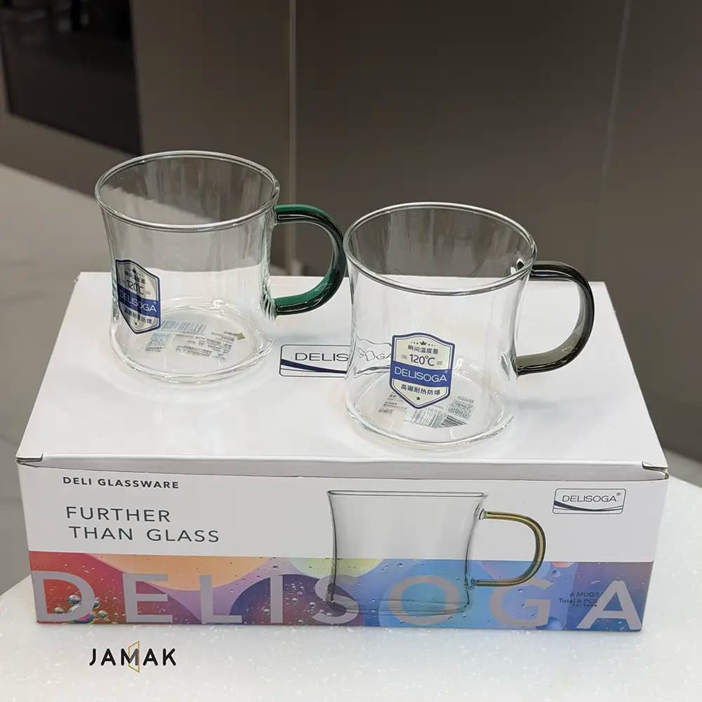 نیم‌لیوان پیرکس دسته‌ رنگی و ساده Lerava مدل GPZB45 – یک عددی — تصویر ۶