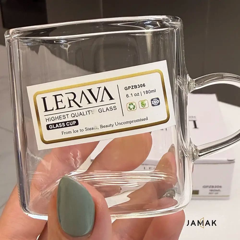 استکان مربع دسته رنگی و ساده Lerava مدل GPZB306 – یک عددی — تصویر ۴