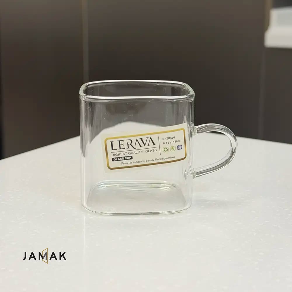 استکان مربع دسته رنگی و ساده Lerava مدل GPZB306 – یک عددی — تصویر ۲