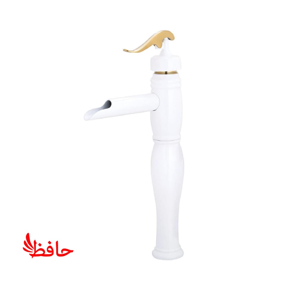 شیر روشویی پایه بلند سمپو مدل پویان سفید طلایی