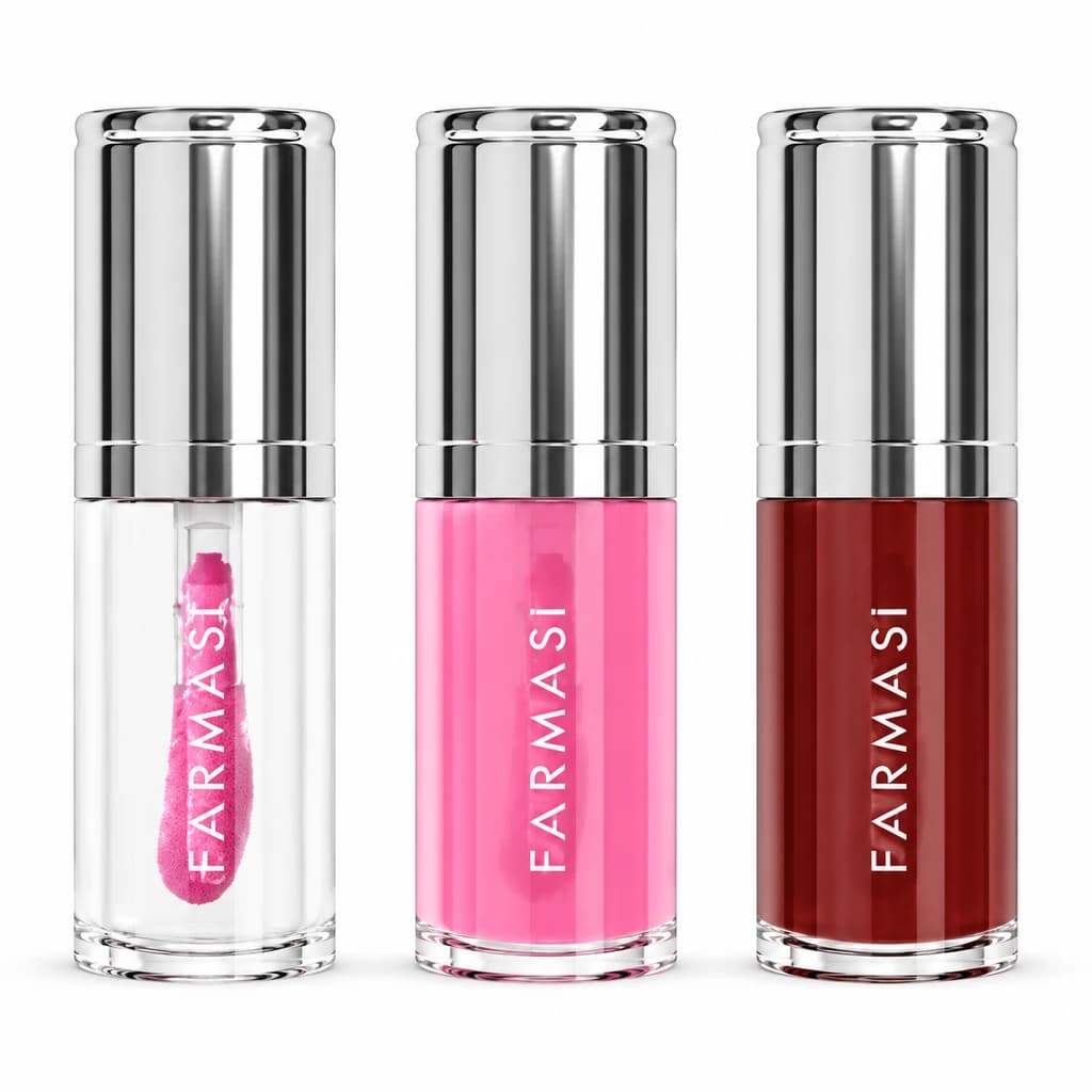 روغن لب فارماسی (Farmasi) مدل Lip Oil – رنگ‌های Transparent، Pink و Cherry — تصویر ۵