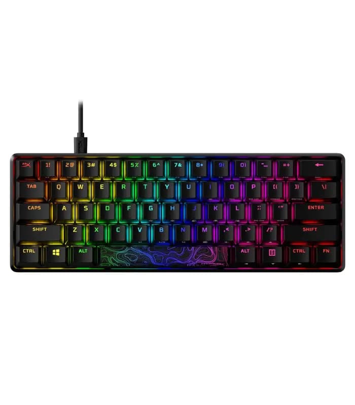 کیبورد مخصوص بازی هایپرایکس مدل ALLOY ORIGINS 60% PBT DURABL DOUBLE SHOT PBT MATERYAL RED SWICH