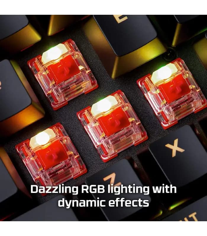 کیبورد مخصوص بازی هایپرایکس مدل ALLOY ORIGINS DYNAMIC RGB LIGHTING EFFETS RGB- RED SWICH — تصویر ۶