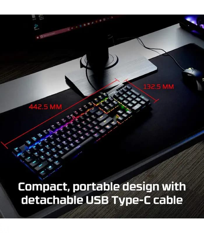 کیبورد مخصوص بازی هایپرایکس مدل ALLOY ORIGINS DYNAMIC RGB LIGHTING EFFETS RGB- RED SWICH — تصویر ۷