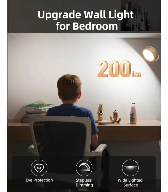 چراغ دیواری 3 تکه نورپردازی EZVALO مدل LED Wall Mounted Light – Wood — تصویر ۳