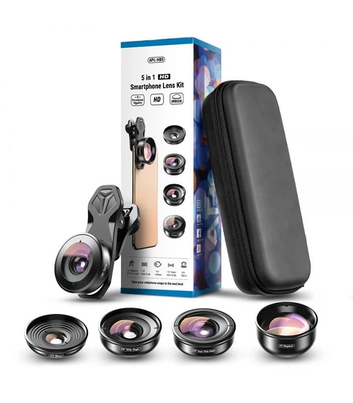 مجموعه 5 لنز اپکسل برای عکاسی و فیلم‌برداری با موبایل مدل APEXEL APL-HB5 — تصویر ۴