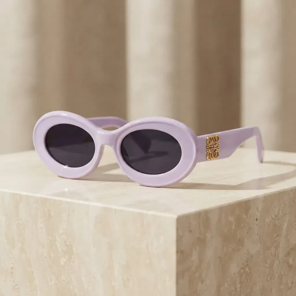 : 💜 عینک آفتابی بیضی رترو رنگ یاسی (طرح Loewe)