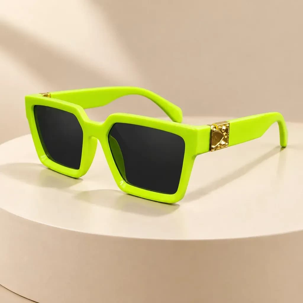 عینک آفتابی فریم مربعی نئونی (سبز فسفری) — تصویر ۲