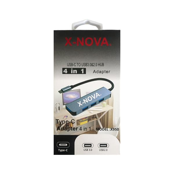 هاب تایپ سی 4 پورت USB3.0 نووا مدل X950 — تصویر ۲