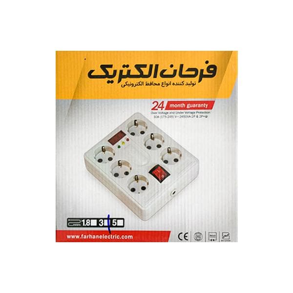 محافظ برق شش خانه دیجیتالی فرحان مدل 666 کابل 3 متر — تصویر ۲