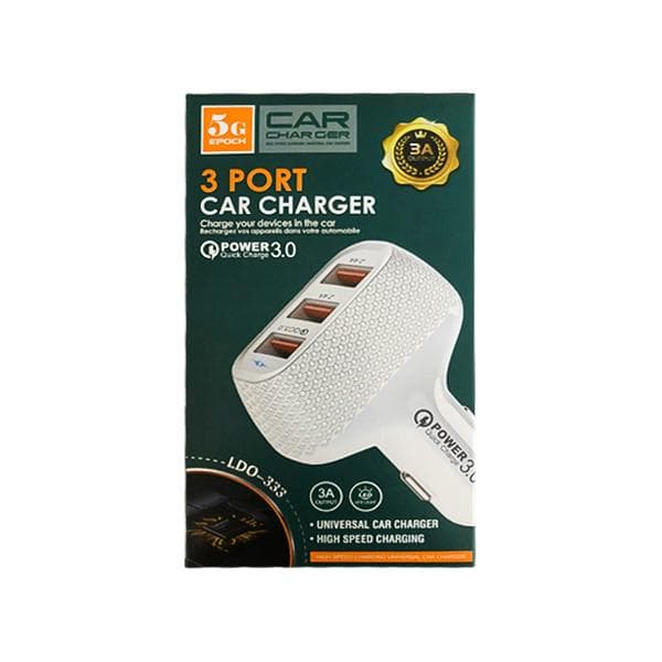 شارژر فندکی 3 پورت QC3.0 3A مدل LDO-333 — تصویر ۲