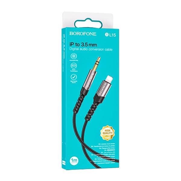 کابل تبدیل لایتنینگ به جک 3.5mm بروفون مدل BL15 طول 1 متر — تصویر ۲