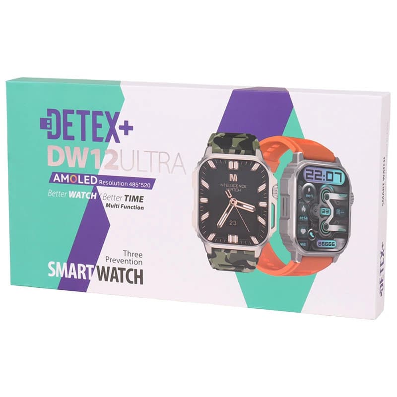 ساعت هوشمند DETEX+ مدل DW12 Ultra به همراه دو بند