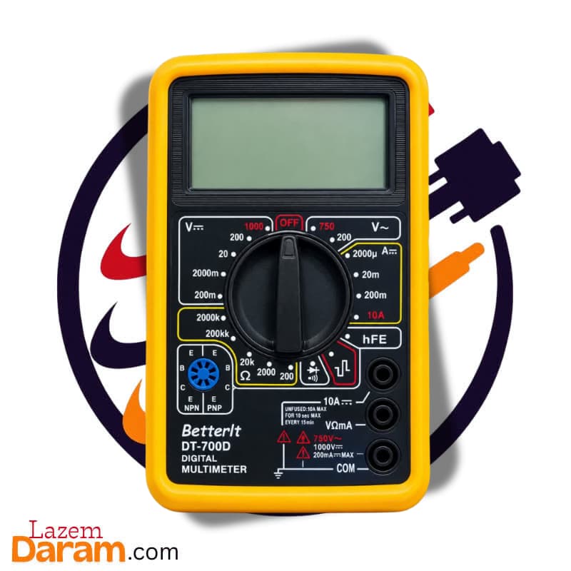 مولتی‌متر دیجیتال بتر Betterit مدل DT-700D | اهم‌متر، ولت‌متر و آمپرمتر با تست دیود، پیوستگی و ترانزیستور