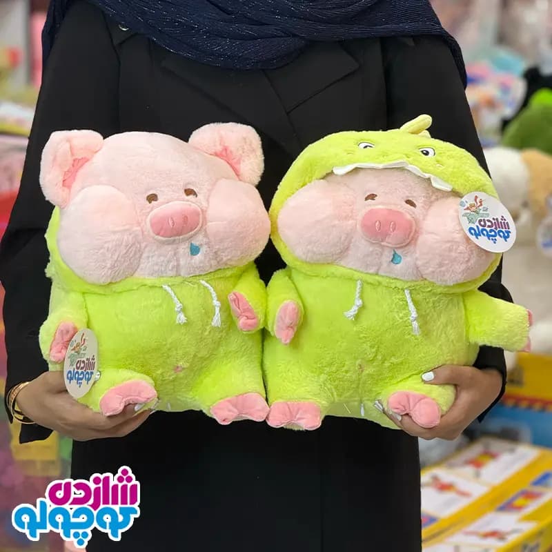 عروسک خوک لباس دایناسوری لپ دار اورجینال