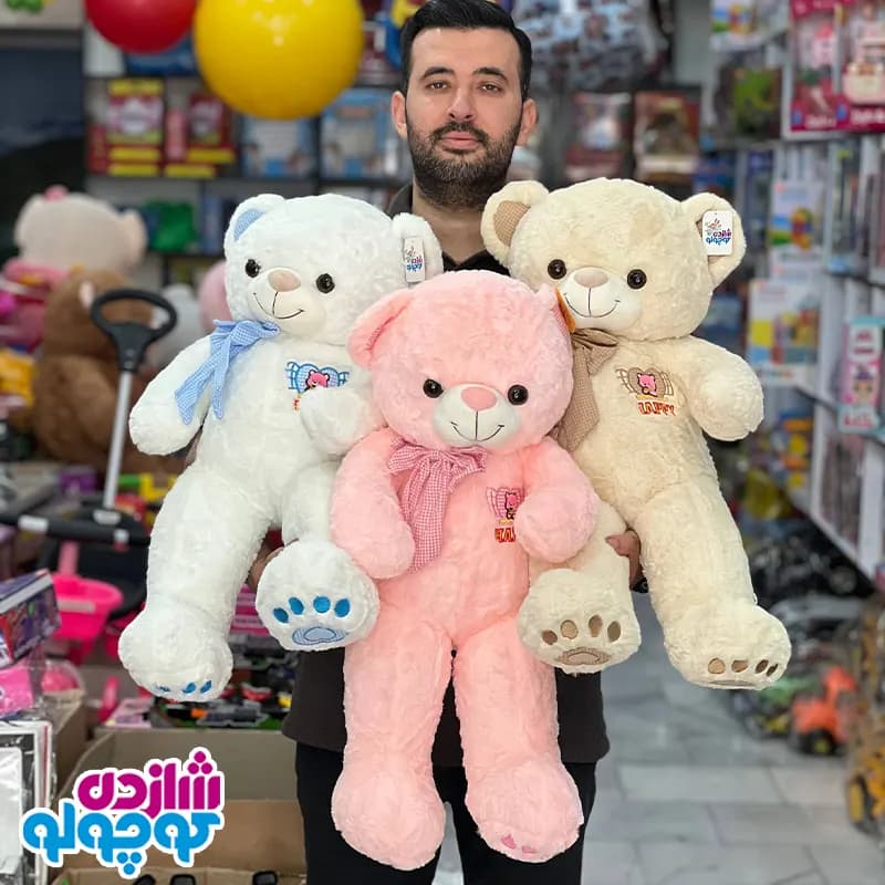 عروسک خرس سینه Happy اورجینال