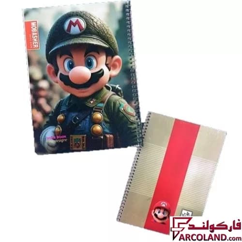 دفتر نقاشی 80 برگ سیمی جلد طلقی طرح سوپر ماریو