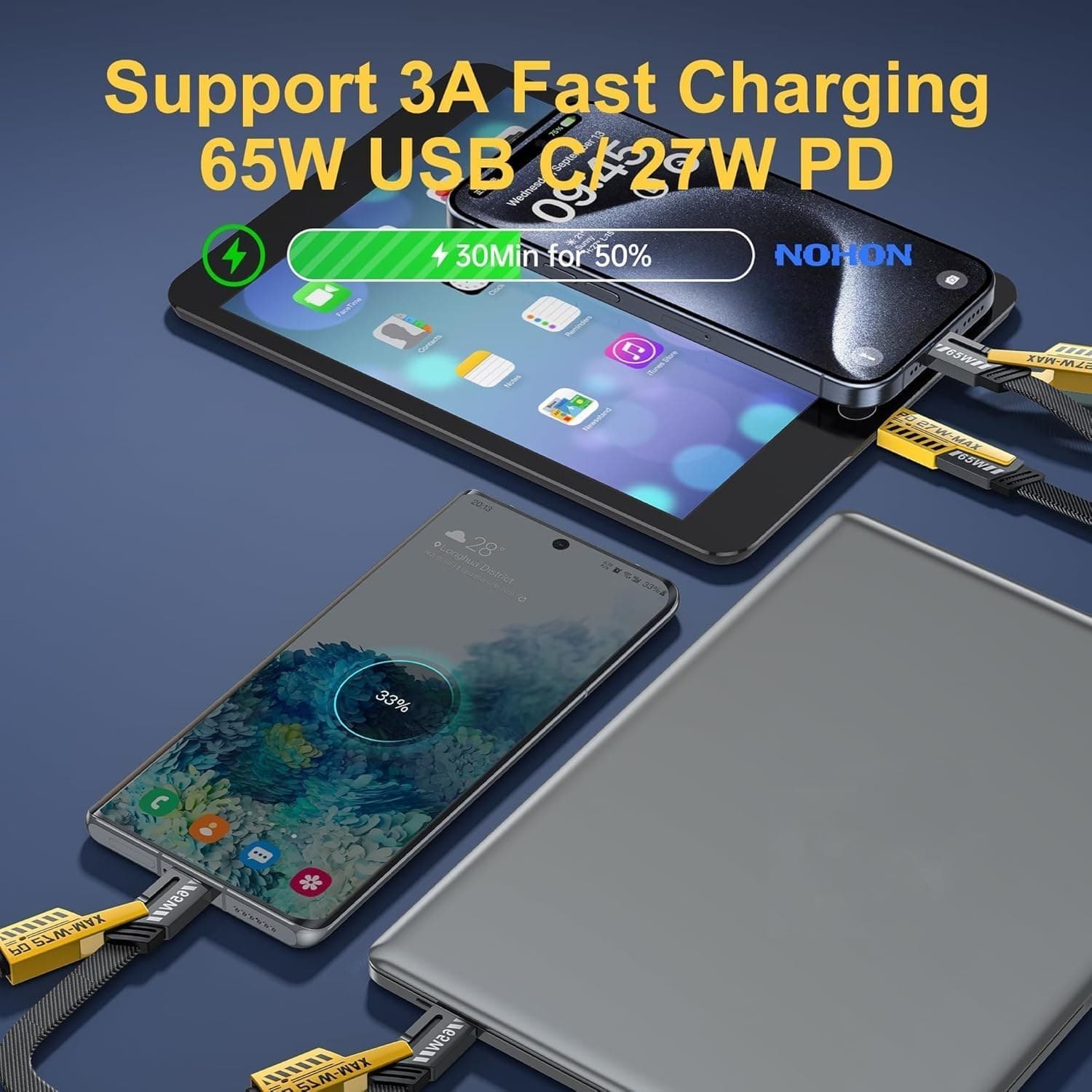 کابل شارژ ایفون و اندروید 4 کاره 65w — تصویر ۸