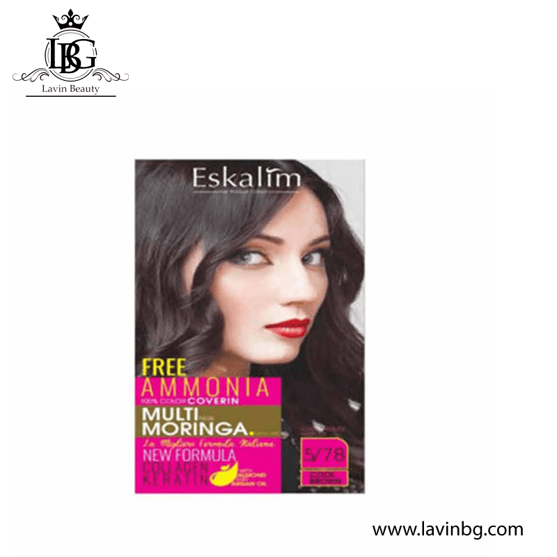 کیت رنگ مو اسکالیم شماره 5/78 رنگ قهوه ای سرد حجم 100 میل – ESKALIM