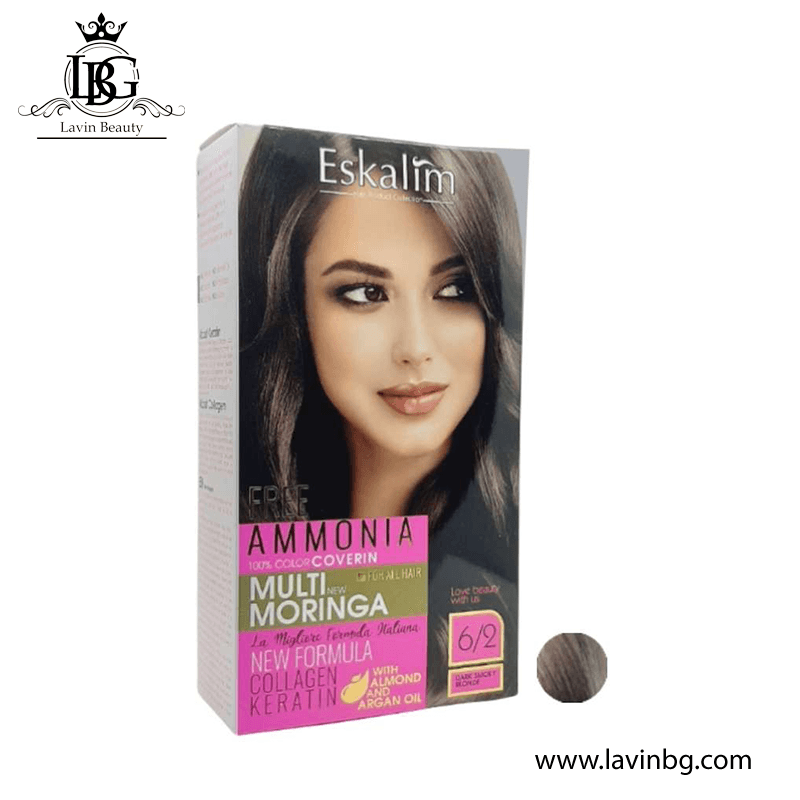 کیت رنگ مو اسکالیم شماره 6/2 رنگ بلوند دودی تیره حجم 100 میل – ESKALIM