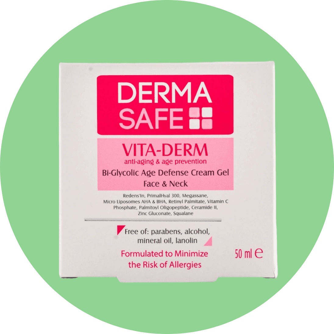 کرم ژل ضد چروک و مغذی پوست صورت و گردن درماسیف حجم 50میل/Derma Safe Age Defense Cream Gel — تصویر ۲