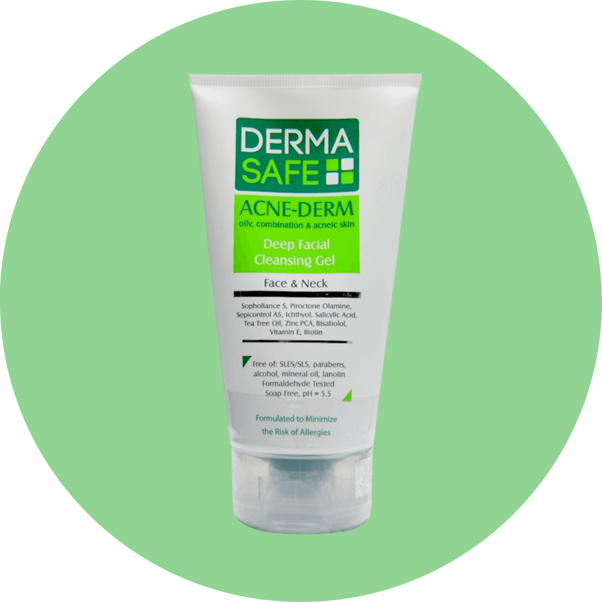 ژل شستشوی صورت درماسیف مناسب پوست های چرب، مختلط و دارای آکنه حجم 150 میل/ Derma Safe Acne Derm Deep Facial Cleansing Gel For Oily, Combination & Acneic Skin