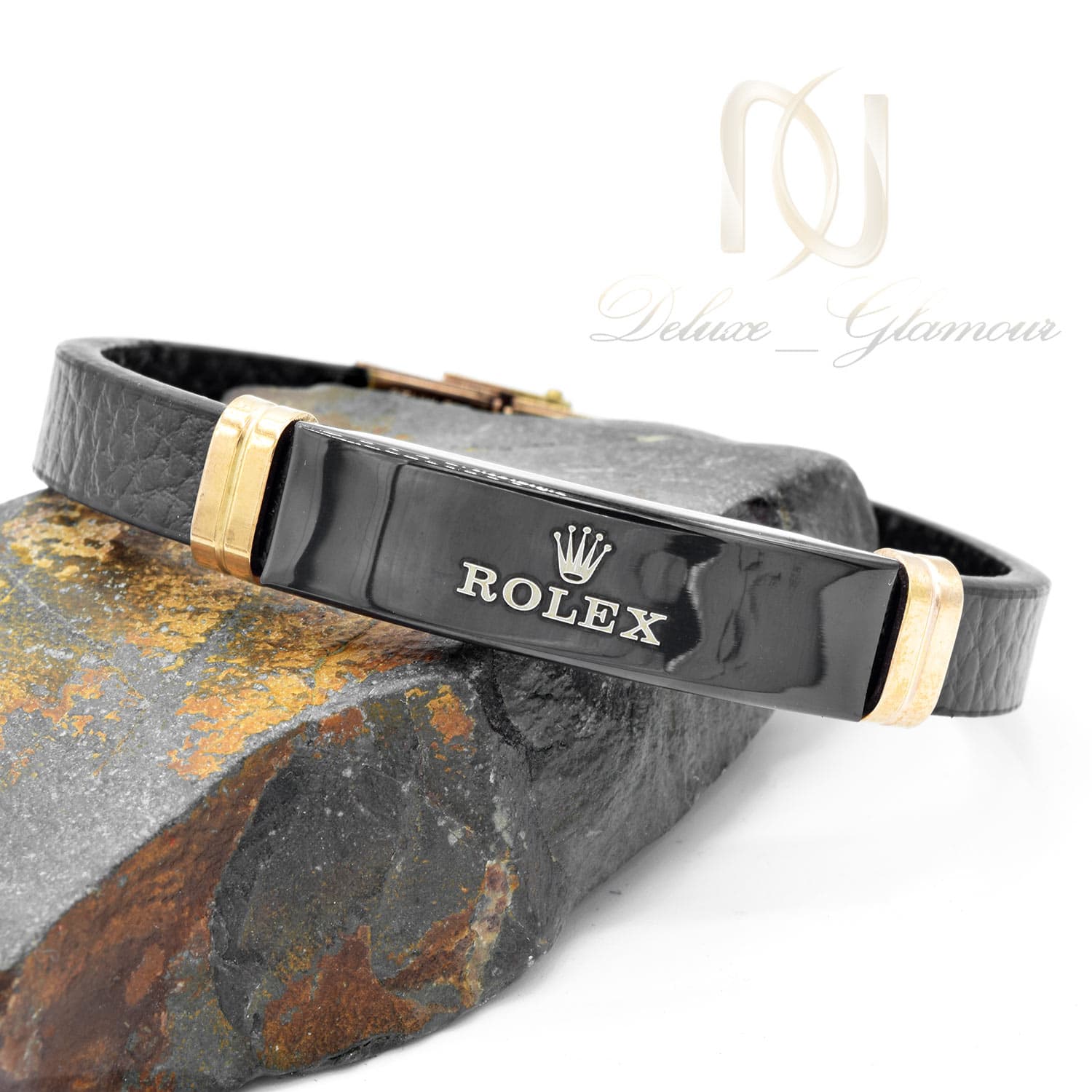 دستبند چرم مردانه rolex تک ردیفه ds-n774 — تصویر ۲