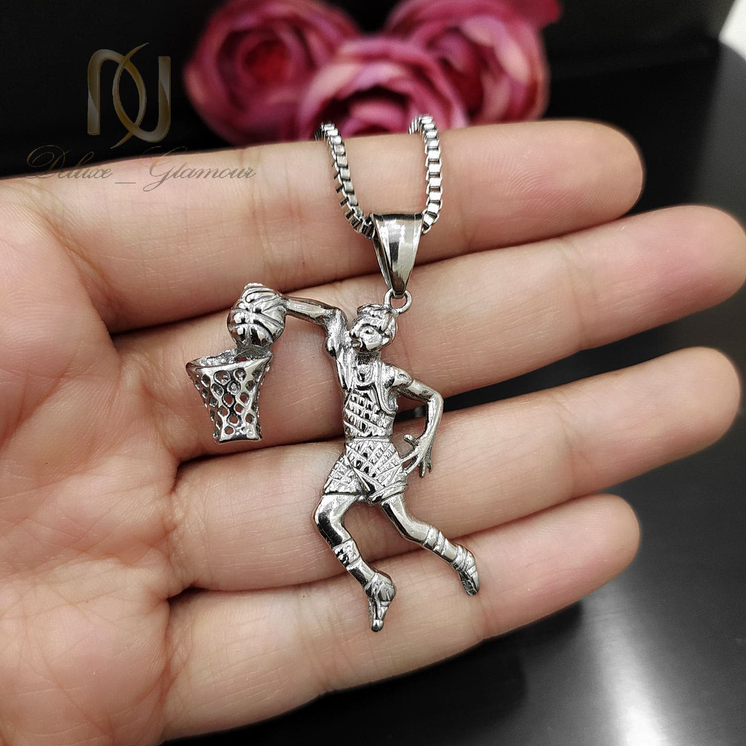 گردنبند مردانه طرح بسکتبال استیل nw-n696 — تصویر ۲