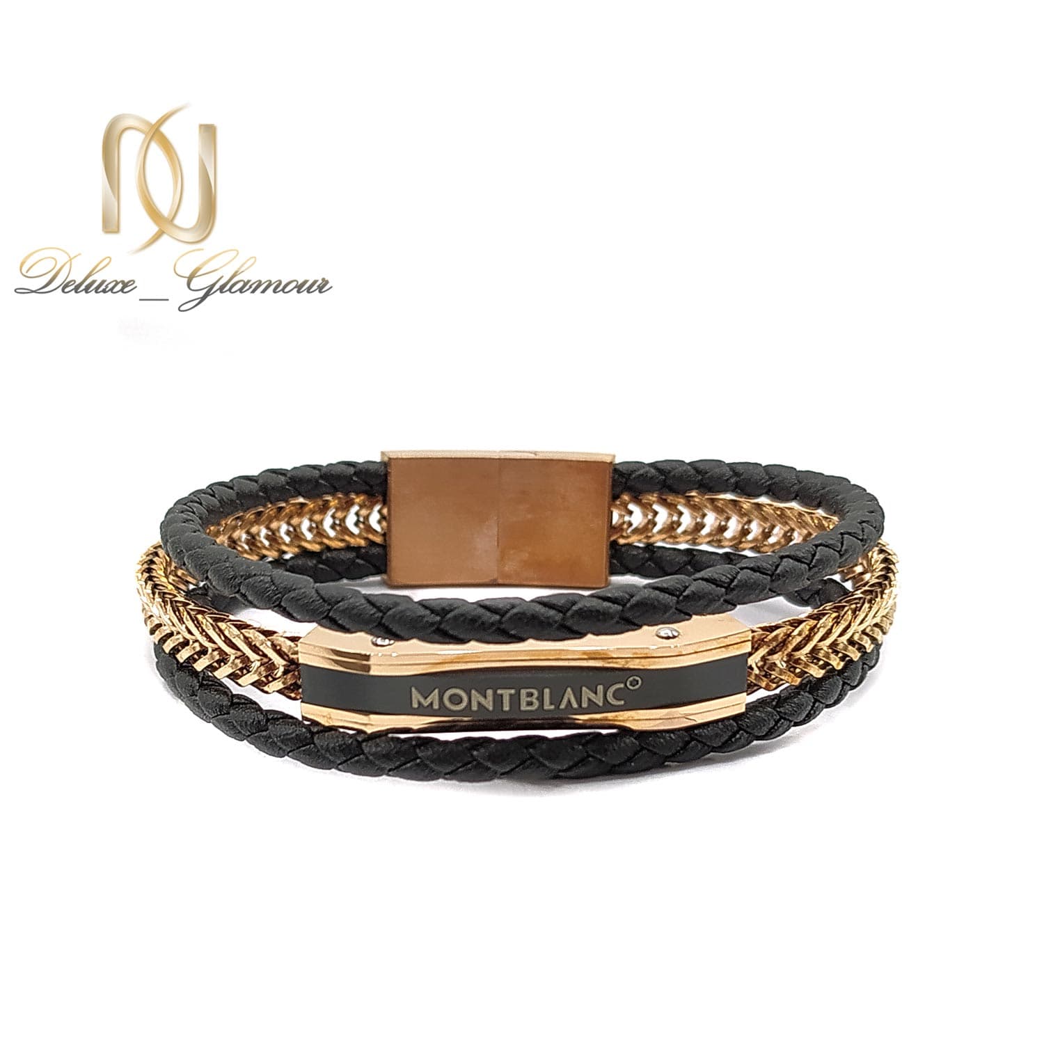 دستبند چرمی مردانه مونت بلانک طرح خاص ds-n757