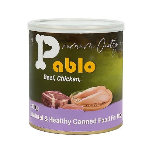 کنسرو سگ بالغ سوپرپرمیوم پابلو پته مرغ و گوشت Pablo وزن 800 گرم