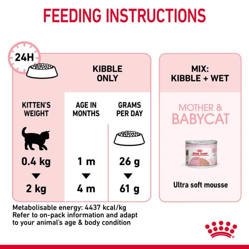 غذای خشک مادر و بچه گربه رویال کنین Royal Canin Mother & Baby وزن 400 گرم — تصویر ۳