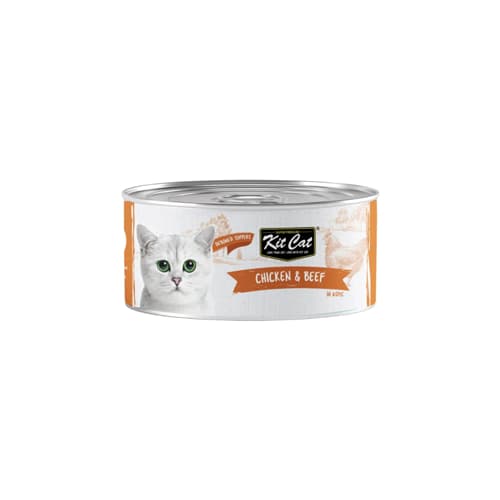 کنسرو گربه بالغ کیت کت مرغ و گوشت در ژل Kit Cat وزن 80 گرم