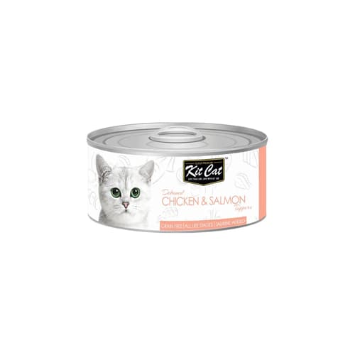 کنسرو گربه بالغ کیت کت مرغ و ماهی سالمون در ژل Kit Cat وزن 80 گرم — تصویر ۲