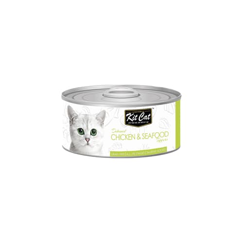 کنسرو گربه بالغ کیت کت مرغ و دریایی در ژل Kit Cat وزن 80 گرم — تصویر ۲