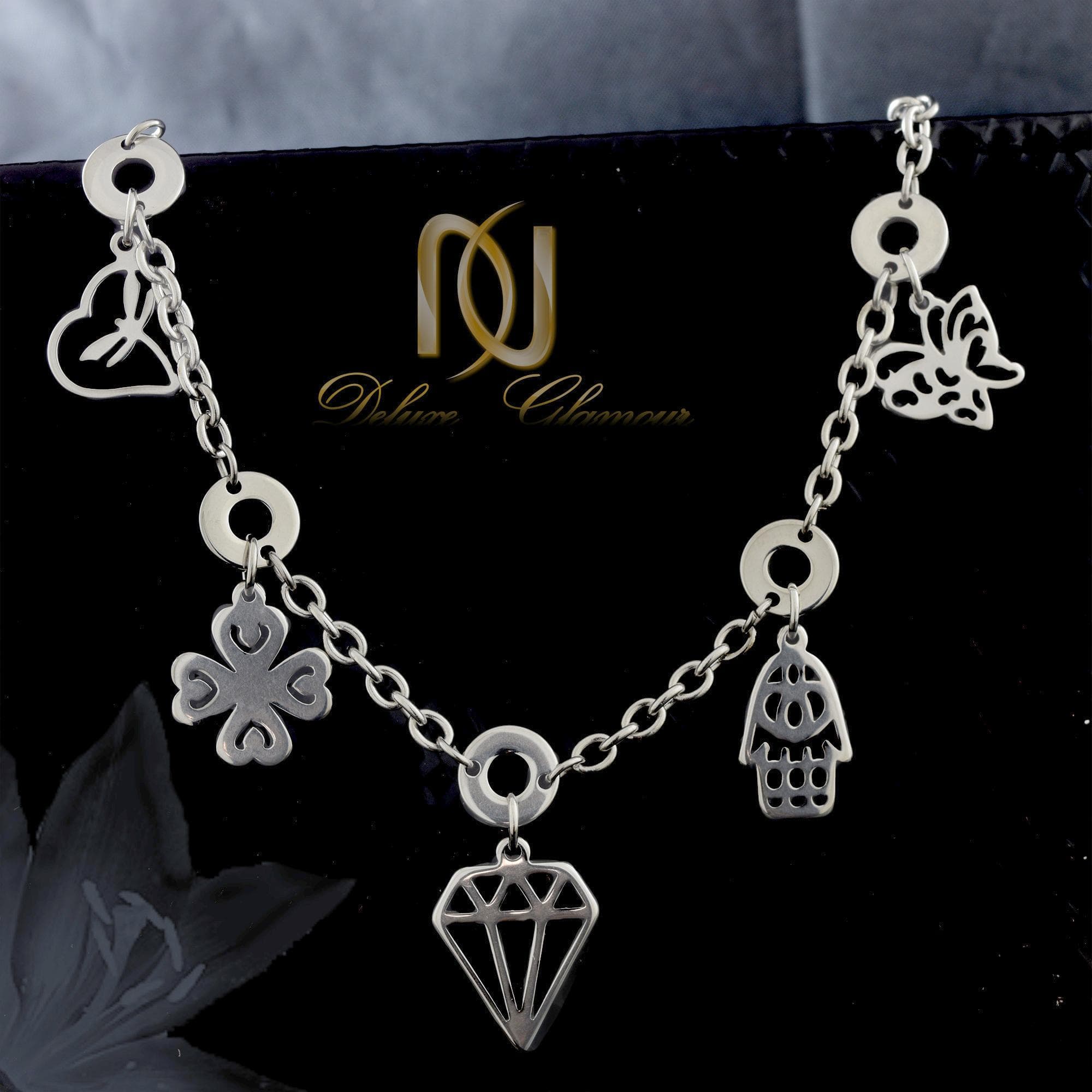دستبند دخترانه آویزدار استیل ds-n319 — تصویر ۲