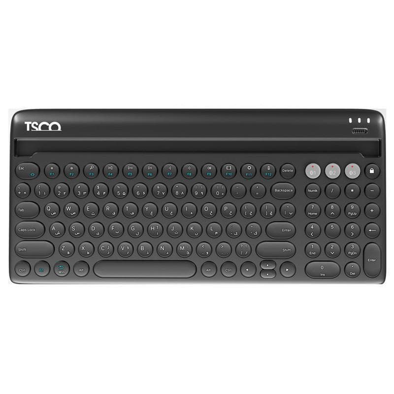 کیبورد بیسیم TSCO TK-7322BT | بلوتوث 5.1 | پایه تنظیم ارتفاع | استند موبایل