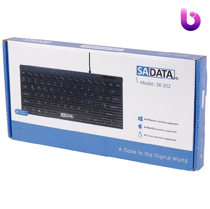کیبورد ارگونومیک SADATA SK-202 | حروف فارسی | کابل 1.5 متری | کلیدهای مولتی‌مدیا — تصویر ۳
