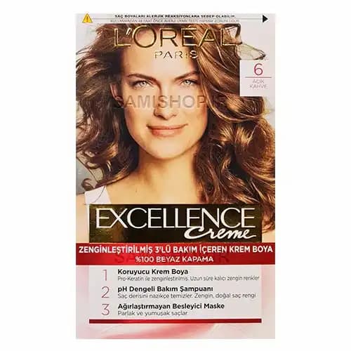 کیت رنگ مو لورآل مدل Excellence شماره 6 بلوند تیره طبیعی
