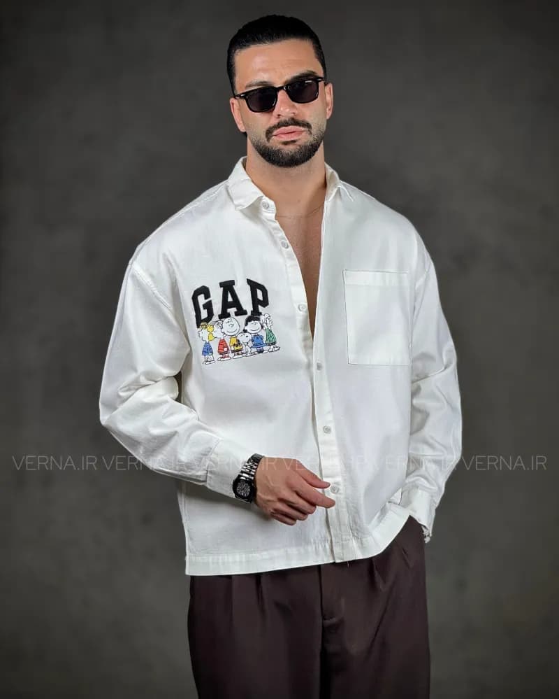پیراهن مردانه کتان گلدوزی GAP — تصویر ۶