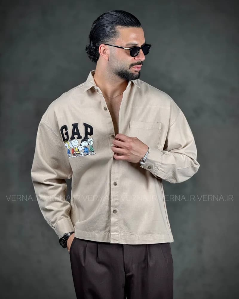 پیراهن مردانه کتان گلدوزی GAP — تصویر ۸