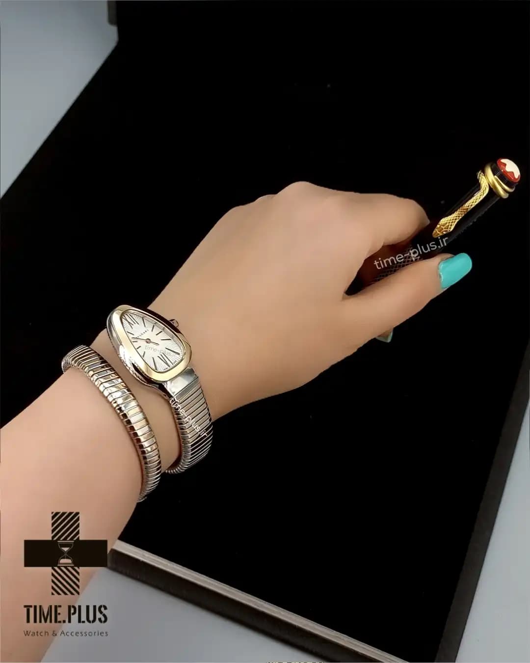 ساعت زنانه بولگاری سرپنتی نقره ای رزگلد — تصویر ۴
