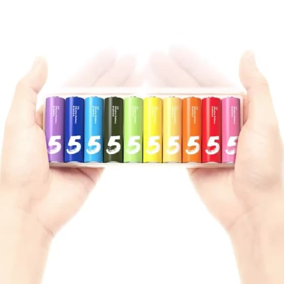 پک 10 تایی باتری رنگین کمانی قلمی شیائومی مدل Xiaomi ZI5 LR06 Alkaline AA کد B11649