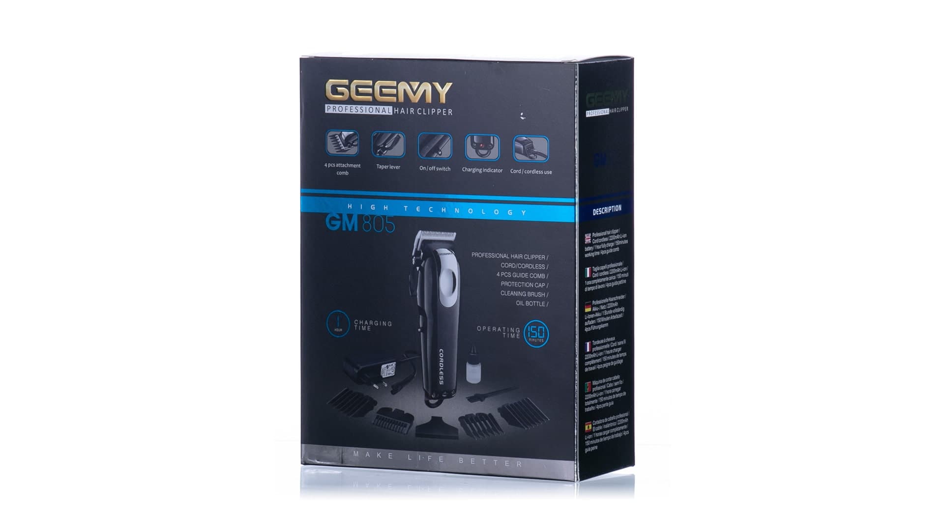 ماشین اصلاح سر و صورت جیمی ۸۰۵ مدل Geemy 805 Cordless Goldn — تصویر ۲