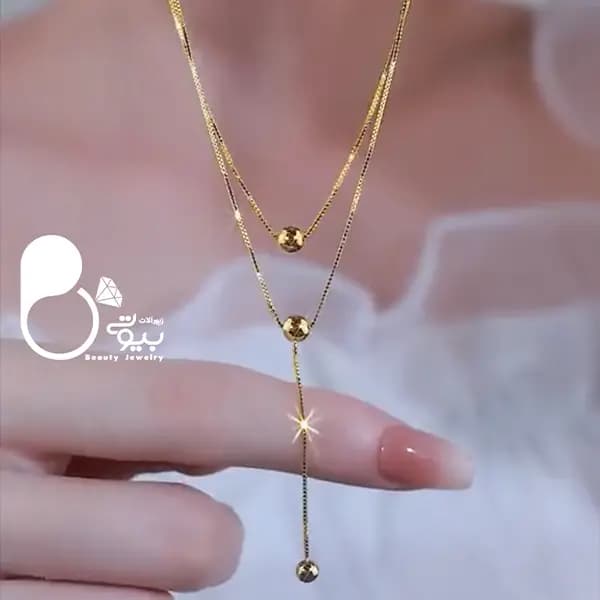 گردنبند زنانه استیل ویکتوریا دو لاین — تصویر ۲