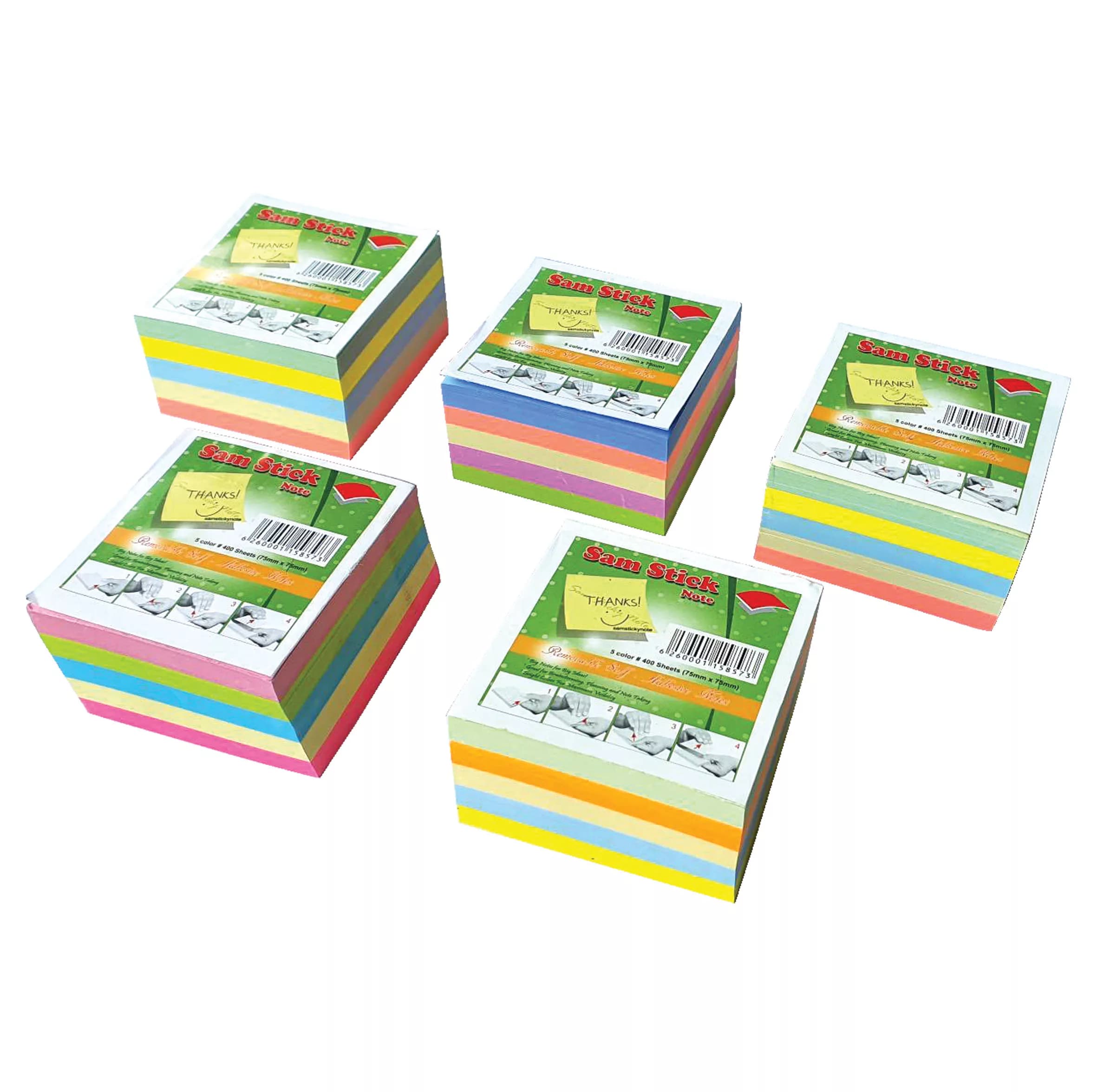کاغذ یادداشت چسب دار سم مدل 400-5 سایز 7.5×7.5 سانتی متر بسته 5 عددی